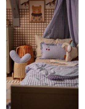 Cherry Lavender Gingham – Спално бельо с бродирана черешка