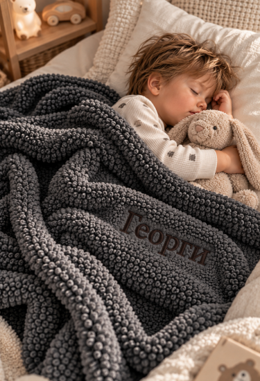 Teddy - Персонализиранo Одеяло, Тъмносиво